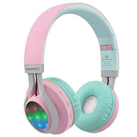 Riwbox WT-7S Bluetooth Headphones Light Up, Foldable Stero Wireless Headset with Microphone