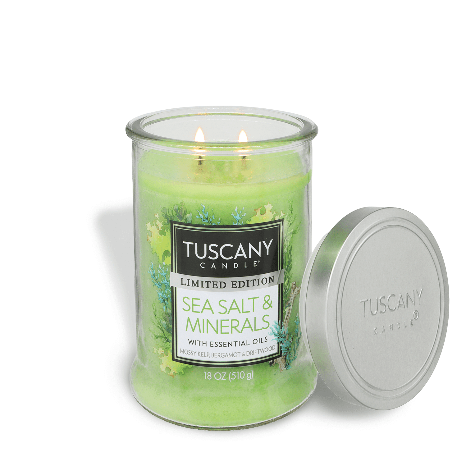 Tuscany Candle Sea Salt & Minerals: Mossy Kelp & Driftwood Scented Spring Candle, 18 oz