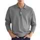 thumbnail image 3 of Top informal para hombre, cuello vuelto, botón frontal, manga larga, transpirable, Top de ajuste informal para hombre para otoño, 3 of 6