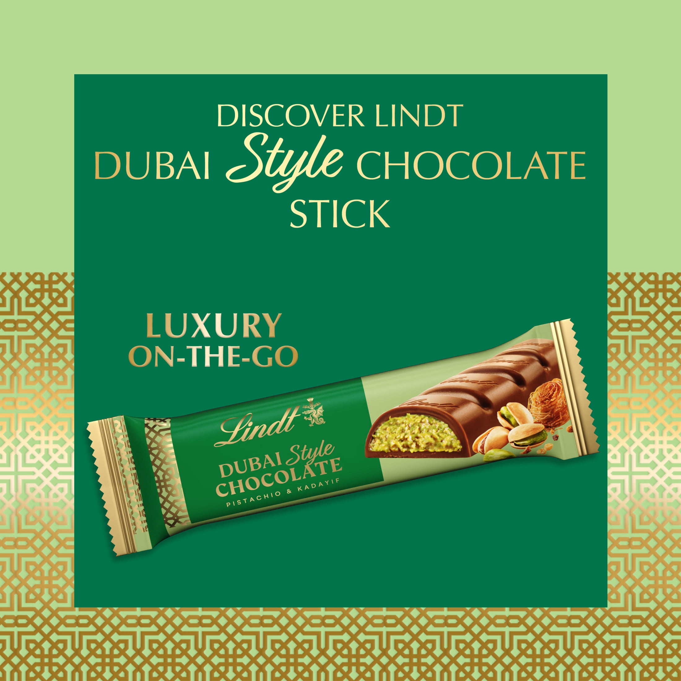 Lindt Dubai Style Milk Chocolate Candy with Pistachio & Kadayif