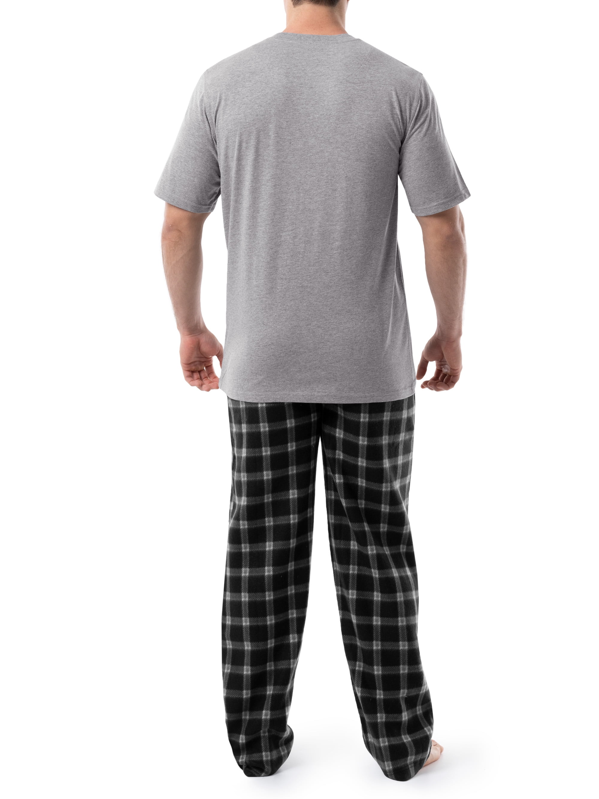 Fruit of the Loom Men's Crewneck Tee and Fleece Pajama Pants Set, 2-Piece, Sizes S-5XL