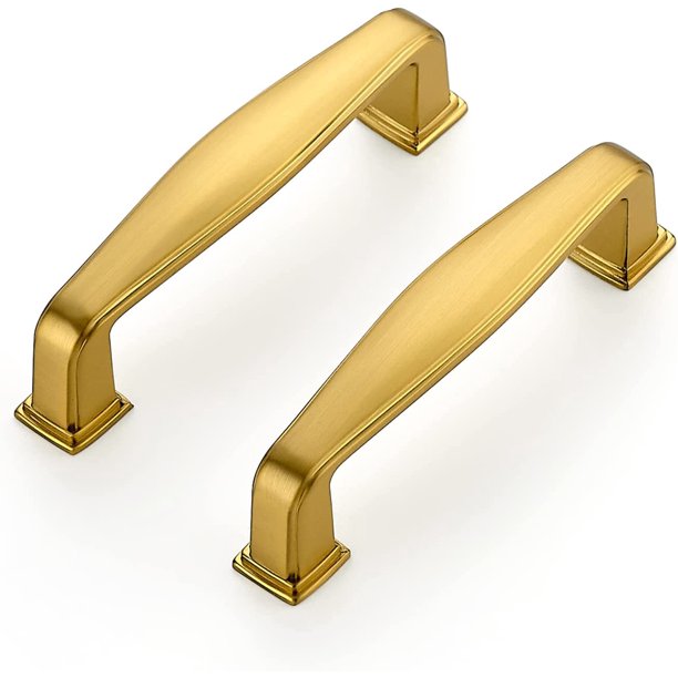 Zoizocp 10 Pack Solid 3 Inch Kitchen Handles Brushed Brass