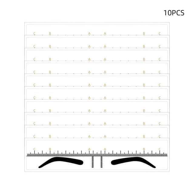 10 Pcs Règle Étroite pour Sourcils, Règle de Microblading pour Pochoir de Sourcils, Gabarit de Sourcils Jetable, Autocollant de Règle pour Sourcils, Kit de Forme de Sourcils pour Fournitures de Microblading, Outils de Maquillage de 3 Minutes pour Sourcils