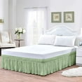 thumbnail image 2 of Full Size Bed Skirt (54" x 75") Elastic Wrap Around, 100% Cotton Dust Ruffle, Easy Fit with 12" Tailored Drop, 400TC Shrinkage and Fade Resistant Bed Frame Cover - Sage Solid., 2 of 6
