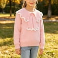 thumbnail image 7 of Fnooota Girls Crew Neck Sweaters Size 5T, Casual Pullover Knitted Long Sleeve Winter Tops Pink, 7 of 7