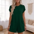 thumbnail image 2 of Women's Summer Short Sleeve Romper, Solid Color Loose Fits Oversized Tee Jumpsuit with Pockets, Casual Loungewear, 2 of 9