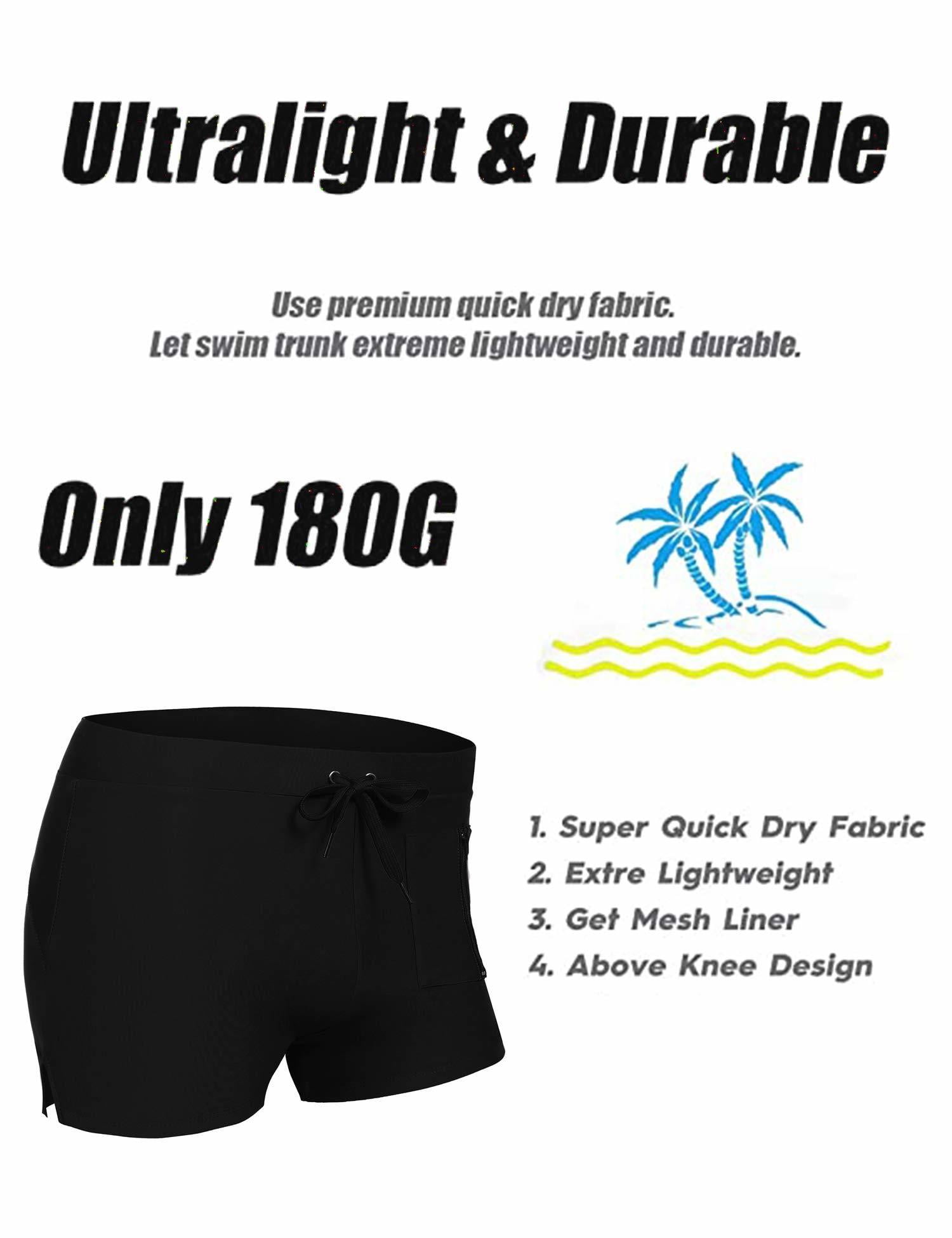 COOFANDY Mens Quick Dry Lightweight Square Leg Cut Trunks Swimwear