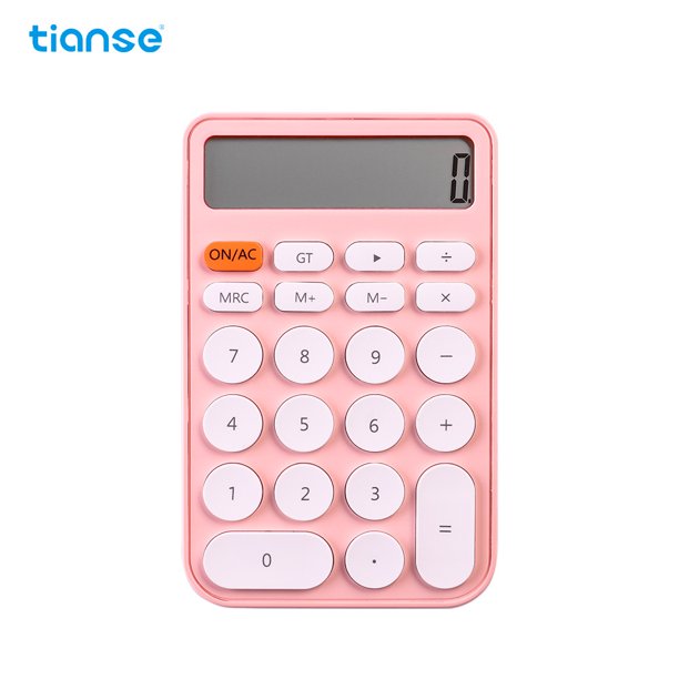 1pc Calculadoras estándar básicas Calculadora de color caramelo LCD de 12 dígitos Calculadora de función portátil Botón redondo Lindo financiero para escritorio de oficina científica Escuela