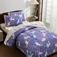 thumbnail image 4 of Btargot 5Pcs Purple Flower Unicorn Bed-in-a-Bag for Girls Rainbow Botanical Unicorn Comforter Set Twin, 4 of 11