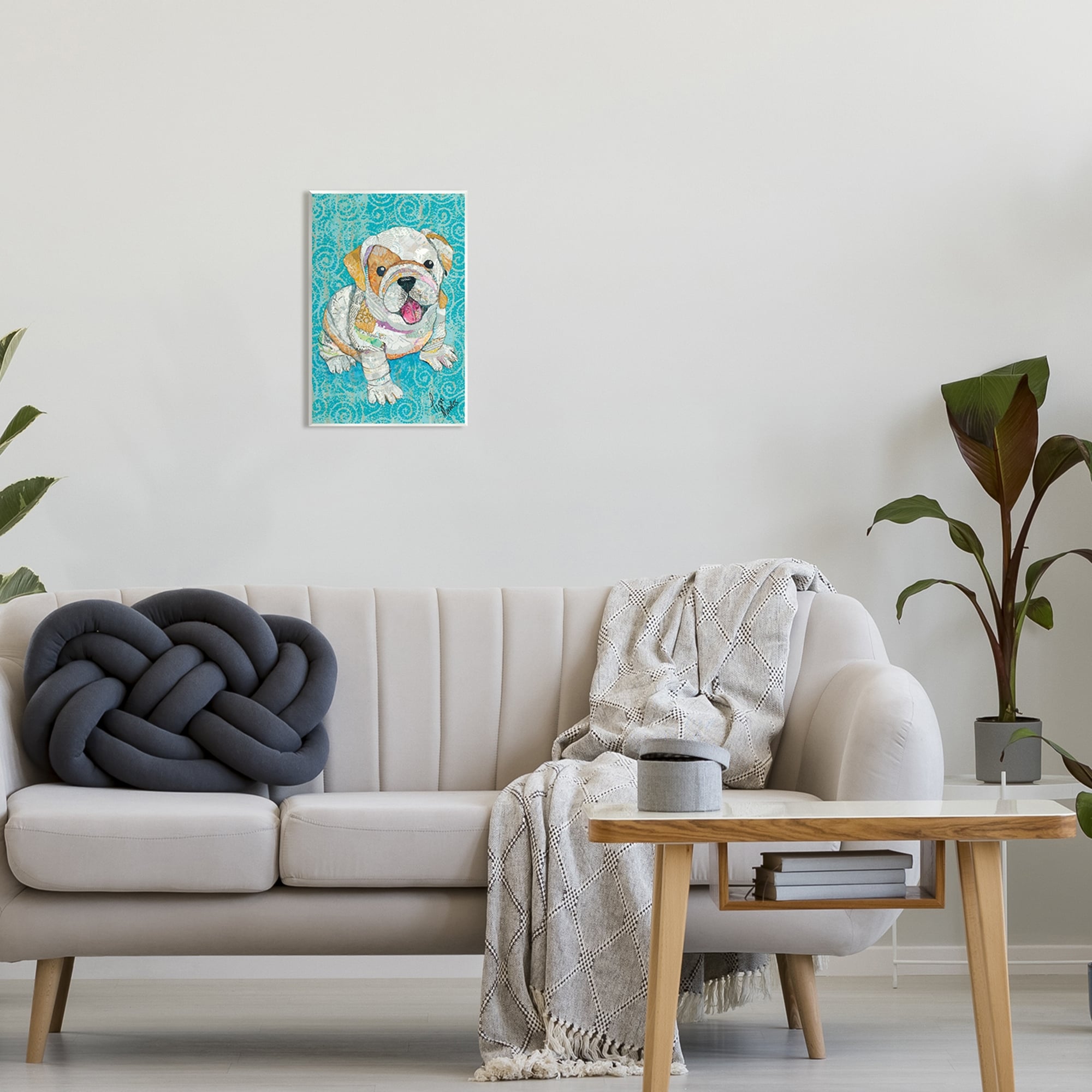 Stupell Industries Puppy Dog Swirl Pattern Mixed Ephemera Collage Painting Unframed Art Print Wall Art, Design by Lisa Morales