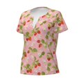 thumbnail image 3 of Wukai Strawberry Floral Casual V-Neck Graphic Tees for Women: Lightweight and Breathable Summer Tops with Stylish Design-XX-Large, 3 of 8