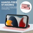 thumbnail image 6 of Dteck Wallet Phone Case for iPhone 14 Pro Max RFID Blocking Credit Card Holder Kickstand Folio Flip Cover with Magnetic Closure, Pink, 6 of 9