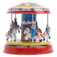 thumbnail image 3 of Caballo de carrusel de cuerda, juguete retro hecho a mano, interesante caballo de carrusel giratorio, juguetes de relojería para decoración de regalos de cumpleaños, 3 of 14