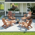 thumbnail image 5 of FODINGHILL Folding Adirondack Chair with Ottoman, Adjustable Backrest HDPE All-Weather Firepit Chair with Cup Holder, Teak, 5 of 8