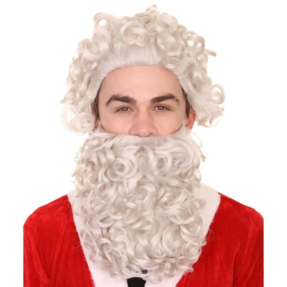 HPO Santa Beard and Wig for Adult  Men - Father White Color Beard Costume Accessory for Christmas