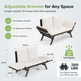 thumbnail image 5 of Devoko Patio Wicker Daybed with Adjustable Armrest, Outdoor PE Rattan Sofa Bed for All-Weather Use,Brown and White, 5 of 7