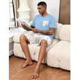 thumbnail image 4 of EKOUAER Mens Pajamas Set Soft Lounge Set V Neck Sleep Nightwear Short Sleeve Pjs with Pocket, 4 of 6