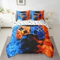 thumbnail image 2 of Castle Fairy Abstract Game Controller Boy Girl Twin Bedding Sets 7-Piece,Gradient Teens Game Gamepads Bedding Comforter Set Microfiber,Blue Orange Red Ombre Breathable Sheet Sets, 2 of 8