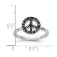 thumbnail image 2 of 2.25mm 925 Sterling Silver Polished Stackable Marcasite Peace Sign Ring Size 9 Stackable Ring for Women, 2 of 2