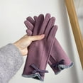 thumbnail image 2 of Weikingp Clearance! Warm Gloves, Women's Winter Warm Cycling Velvet Thickened Cold And Windproof Screen Gloves, Knitted Gloves, Heating Gloves Purple, 2 of 4