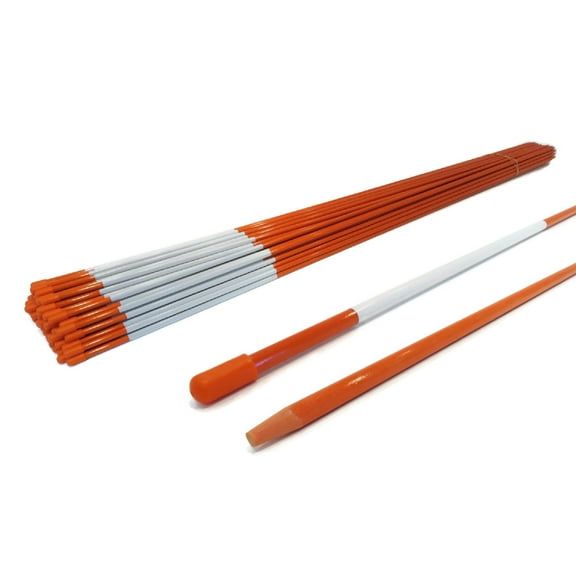 The ROP Shop 75-Pack 5/16"x48" Orange Reflective Poles for Snow Plowing, Low Vis Road Marking