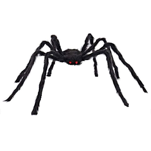 Halloween Spider Black & Hairy - Juguete de broma gigante para decoración del hogar (150 cm) Likrtyny Para estrenar