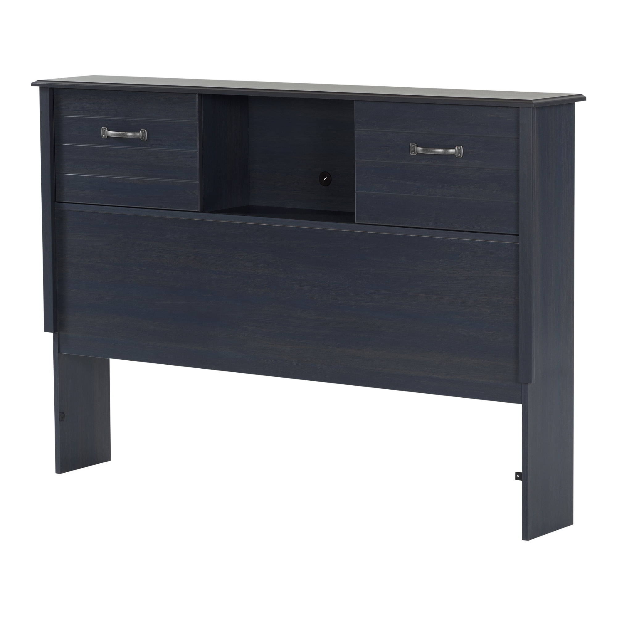 South Shore Ulysses Full Bookcase Headboard with Storage and Sliding Doors, in Blueberry