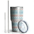 thumbnail image 2 of 30oz Blue and Red Christmas Pattern Tumblers Stainless Steel Tumbler with Lid and Straw,Vacuum Insulated Double Wall Travel Tumbler Cups Mug with Cleaning Brush for Coffee,Tea, 2 of 7