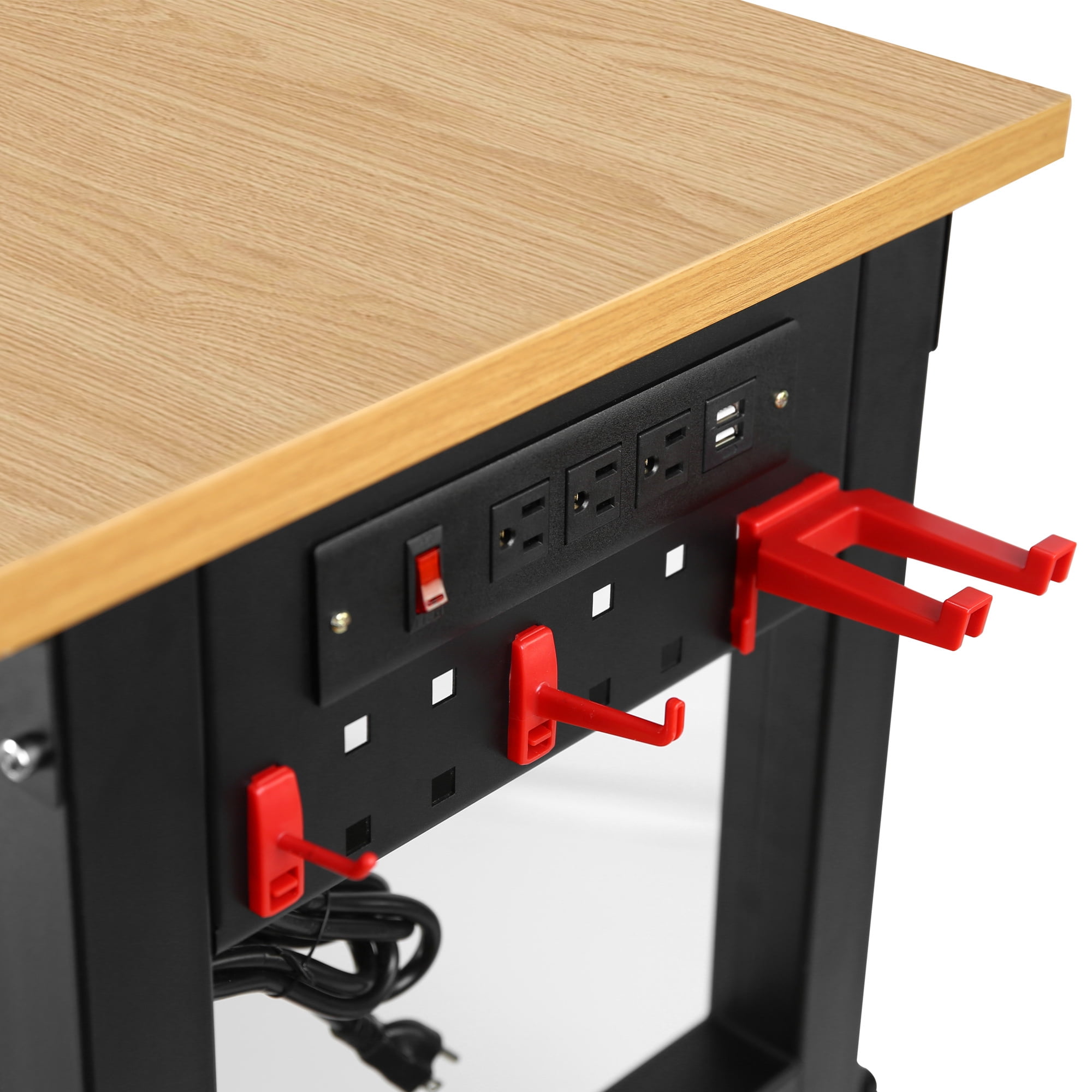 Aukfa Adjustable Workbench, 48" Heavy-Duty Worktable with USB&Power Outlets for Garage, Shop, Office