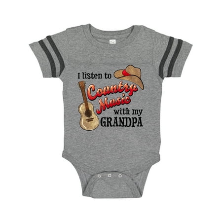 

Inktastic I Listen to Country Music with my Grandpa Guitar and Hat Gift Baby Boy or Baby Girl Bodysuit