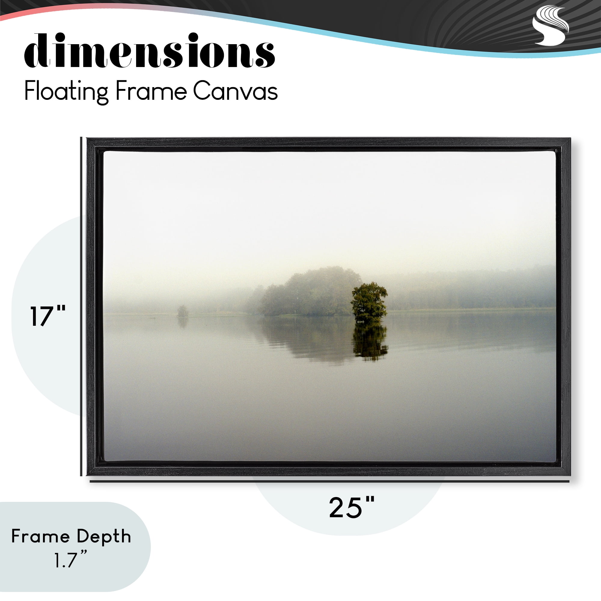 Stupell Industries Misty Lake Reflection Black Framed Floater Canvas Wall Art, design by Gail Peck