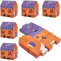 20Pcs Halloween Cardboard Treat Boxes Halloween Carton Theme Pattern Printed Candy Boxes House with Cat Trick Candy Cookies Goodie Bags