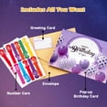 thumbnail image 4 of Rechale Birthday Cards, 3D Pop Up Fireworks Greeting Cards, Musical & LED Lights Happy Birthday Gifts Card with Blowable Candle Cake for Women, Men - Purple Balloon, 4 of 9