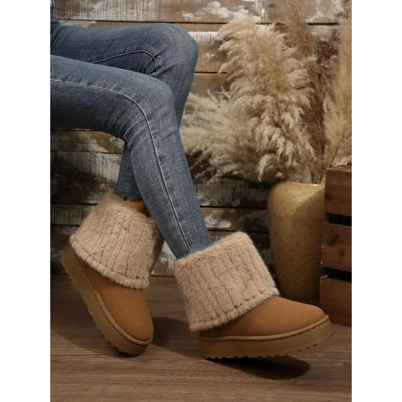 Women's Snow Boots Cozy Fluffy Faux Fur Lined Winter Platform Shoes for Stylish & Warm Casual Wear