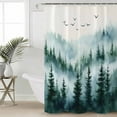 thumbnail image 2 of 60x72 Inch Shower Curtains for Bathroom Green White Ombre Tree Fabric Bath Curtain Decor Watercolor Forest Waterproof Restroom Curtains Shower Set Accessories with 12 Hooks 60 Inch, 2 of 6