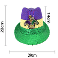 thumbnail image 3 of LIZUOJUN Mardi Gras Sequin Fedora Hat Purple, Gold, Green Trilby with Mask Applique Carnival Party Costume Accessory for Men & Women G A, 3 of 5