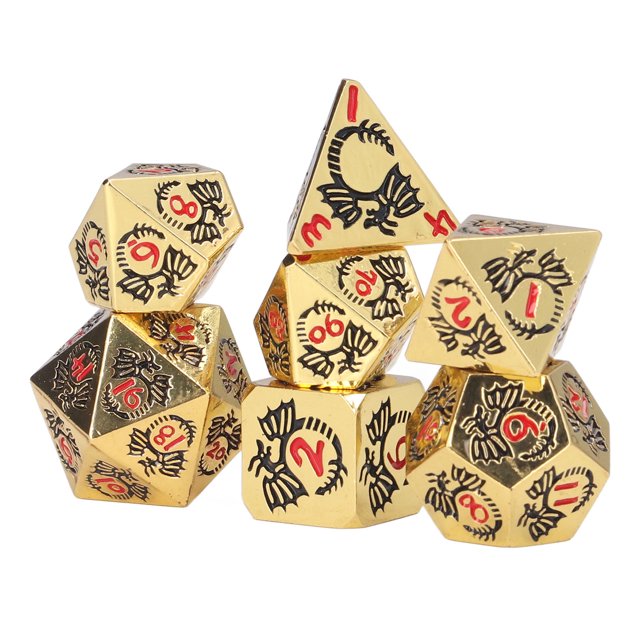 Dados Con Patrón De Dragón, Dados Poliédricos Divertidos Y Exquisitos Portátiles, 7 Uds., Para Fiestas Navideñas OTVIAP Dragon Pattern Dice