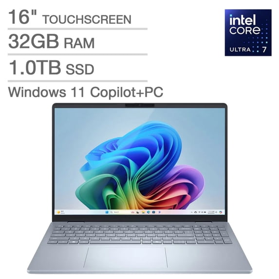 Restored Dell 16 Plus 16" FHD+ Touch Copilot+ Intel Core Ultra 7 258V 3.7 GHz 32GB RAM 1TB SSD Intel Arc Graphics Windows 11 Home Laptop, Ice Blue (Refurbished)