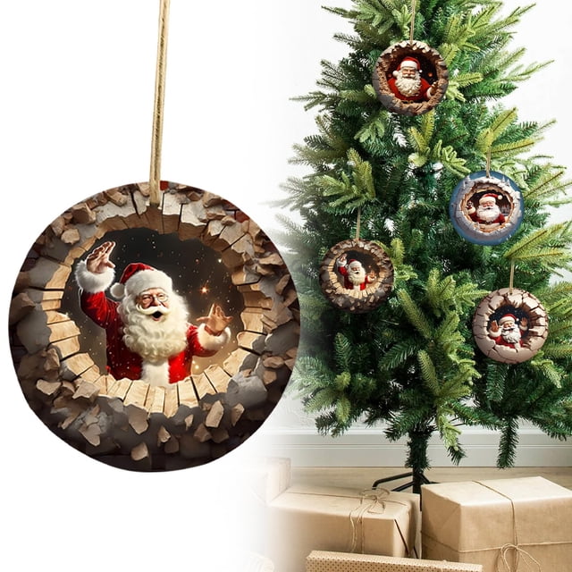 Break Through Santa Christmas Ornament Christmas Oranment Xmas Tree Decoration Fun 2024 Christmas Ornament