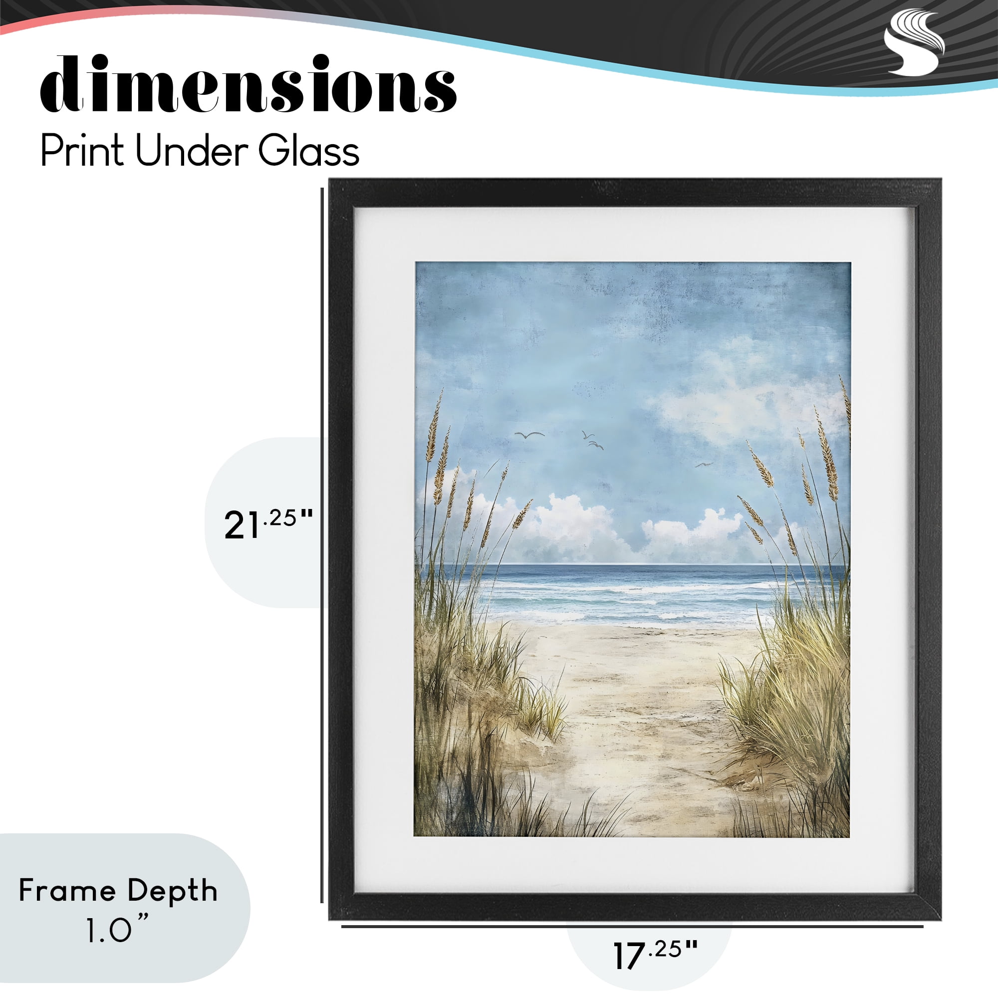 Stupell Industries Free Seagulls over Beach Dunes Black Framed Print Under Glass, design by Creative Studio