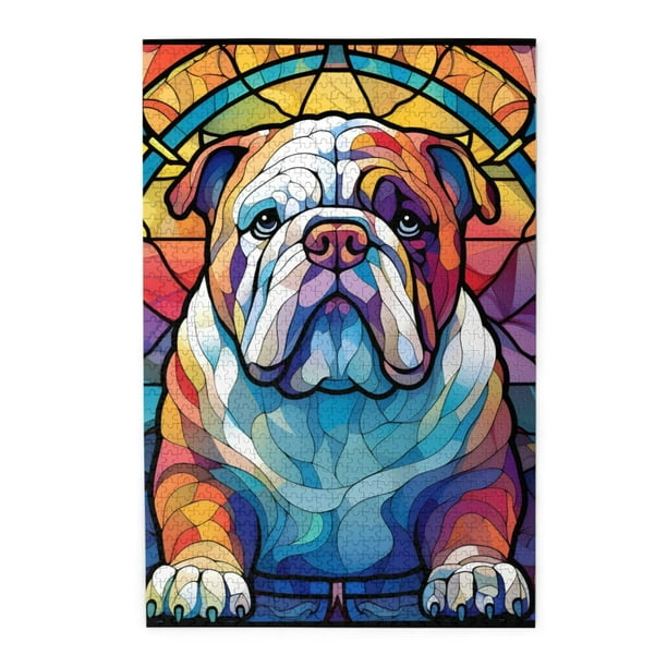 Puzle Novgift de madera con diseño de bulldog inglés, 1000 piezas, colorido