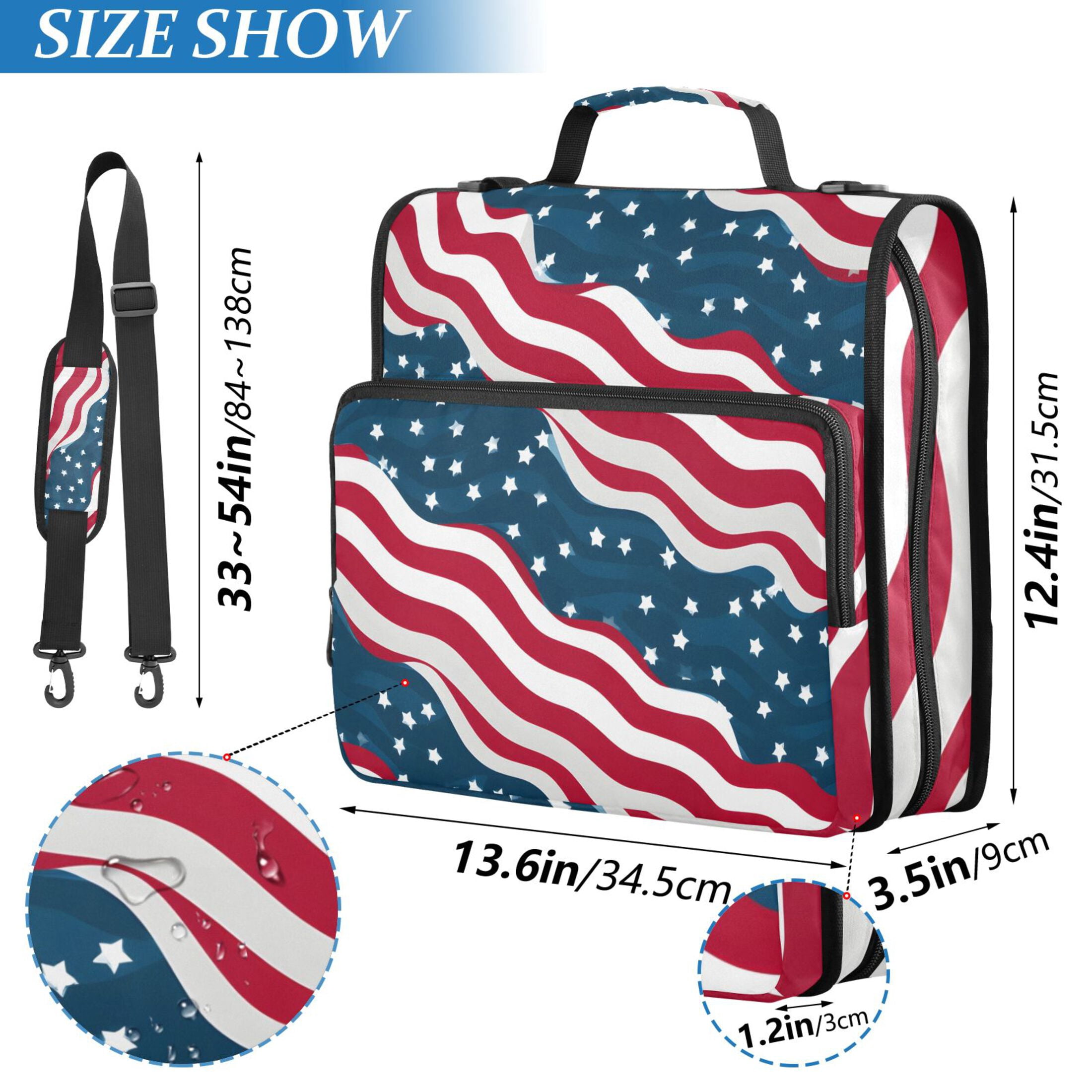 ALAZA Zipper Binder Red Stripes Stars-s1 3 Ring Trapper Keeper File Folder Organizer Bag