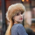 thumbnail image 7 of Cheers.US Women's Faux Fur Hat for Winter with Stretch Cossack Russian Style White Warm Cap Mongolian Faux Fur Suede Fluffy Beanie Warm Thick Hat Snow Cap, 7 of 7