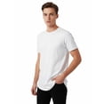 thumbnail image 2 of Allsense Men's Hipster Long T-Shirt - Drop-Cut Curved Hem Tee, White, Large, 2 of 3