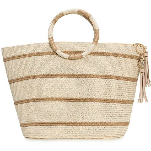 Beach Bags for Women Straw Tote Bag Summer Beach Bag Woven Tote Handbags Large Straw Bag for Beach Vacation Holiday (Green)
