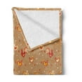 thumbnail image 2 of Hen and Chicks Soft Flannel Fleece Throw Blanket, Doodle Pattern of Rooster Chicken and Babies, Cozy Plush for Indoor and Outdoor Use, 60" x 80", Camel Vermilion, by Ambesonne, 2 of 5