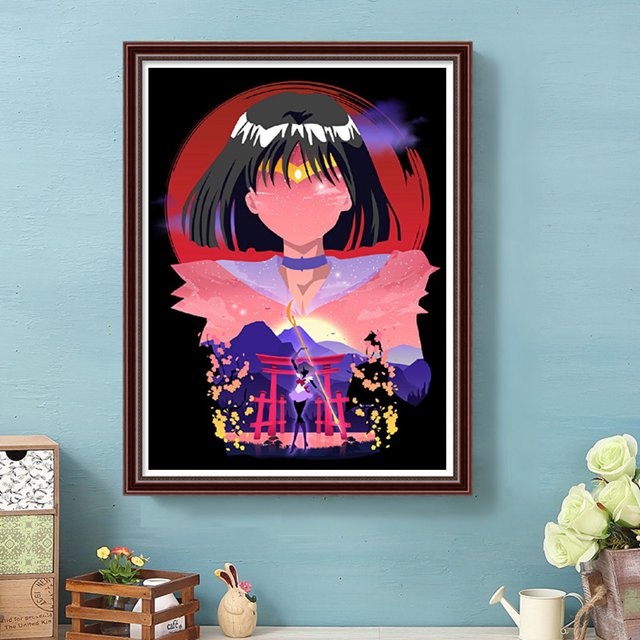 Cuadros Decorativos Sailor Moon 5D DIY taladro redondo completo diamante pintura arte decoración del hogar (NH2872) Wdftyju embutido en tela