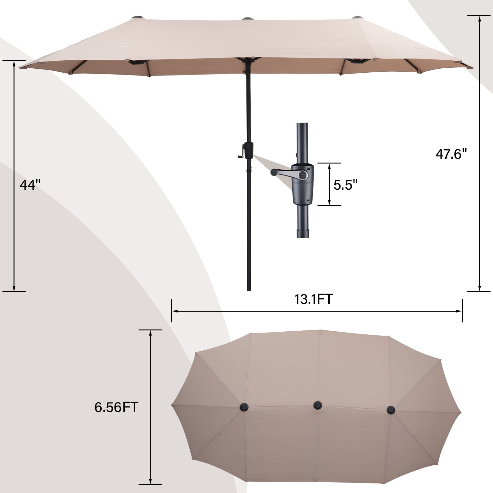 Autlaycil 13 FT Beige Patio Umbrella with Sun Protection & Easy Crank for Deck Pool Market