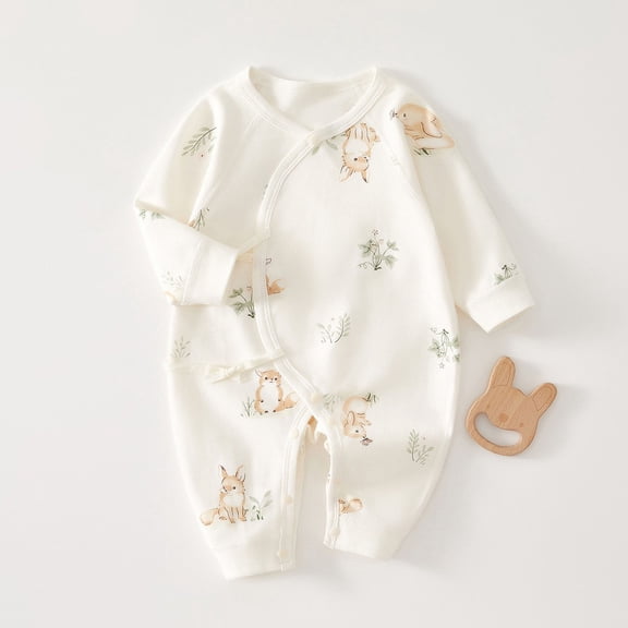 Ynynloco Kimono Tie Long Sleeve Soft One Piece, 100% Organic Cotton Baby Clothes for Girls & Boys, Preemie, Newborn & Infant