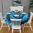 thumbnail image 2 of Blue Tie Dye Mandala Pattern Round Tablecloth 60"x60",Wrinkle Wipeable Table Cloth for Kitchen Dining Room Picnic Patio Party, 2 of 6